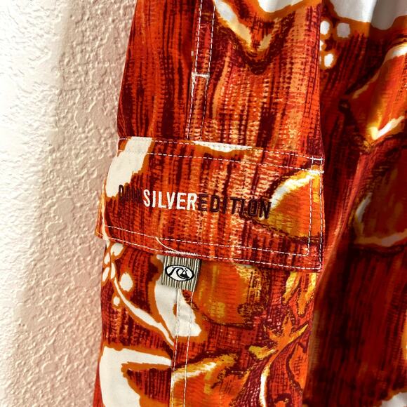 Quiksilver Silver Edition Swim Trunks Mens Size XL Orange Hibiscus Floral - Picture 5 of 5